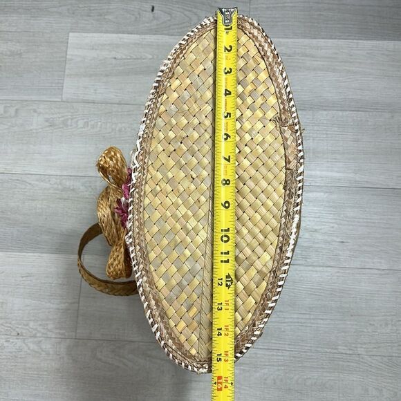 Extra Large Straw Bag Tote Raffia Tourist Souvenir Lined Flowers Sun Hat Design - Picture 5 of 9